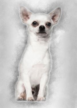 Chihuahua sitting against