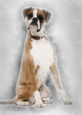 Boxer 12 months old sittin