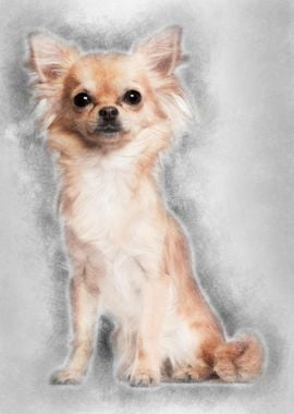 Chihuahua sitting against