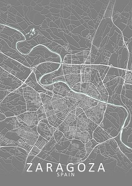 Zaragoza Grey City Map