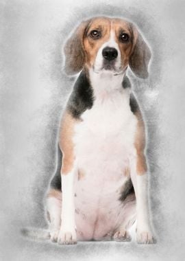 Beagle 2 years old sitting