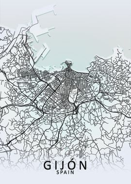 Gijon White City Map