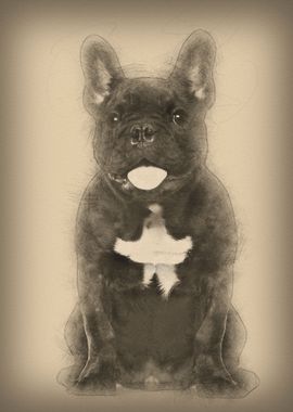 French Bulldog sitting aga