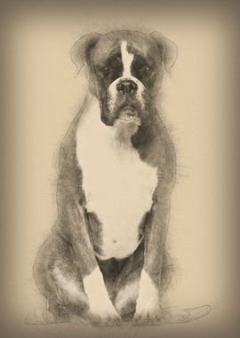 Boxer 3 years old sitting 