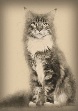 Portrait of Maine Coon cat