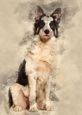 Border Collie sitting agai