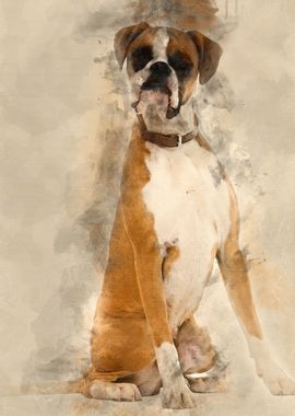 Boxer 12 months old sittin