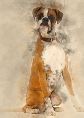 Boxer 12 months old sittin