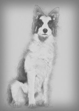 Border Collie sitting agai