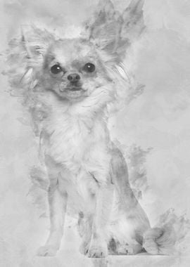 Chihuahua sitting against