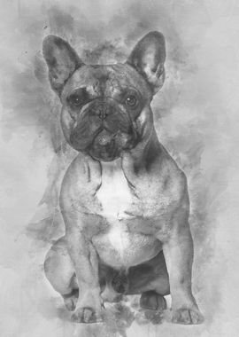 French bulldog sitting aga