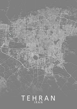 Tehran Grey City Map