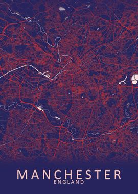 Manchester Blue City Map