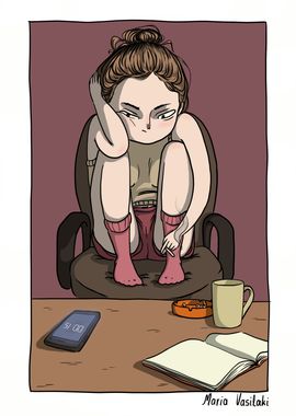 Waiting-Girl Illustration