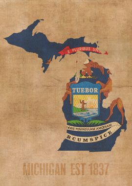 Michigan State Flag Map