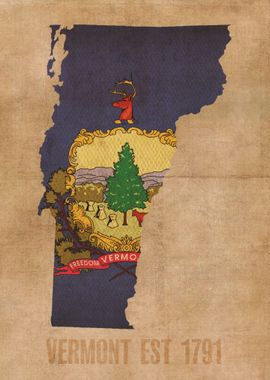 Vermont State Flag Map