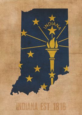 Indiana State Flag Map