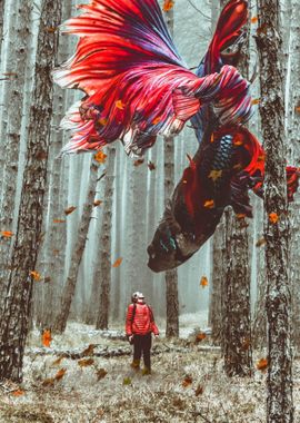 Forest Betta flying leaves