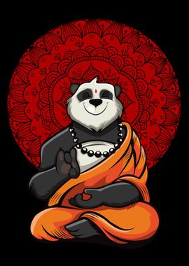 Panda Bear Yoga Meditation' Poster, picture, metal print, paint by  Psychonautica