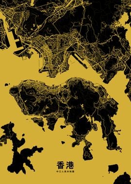 Hong Kong map gold