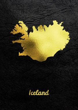 Golden Map Art Iceland