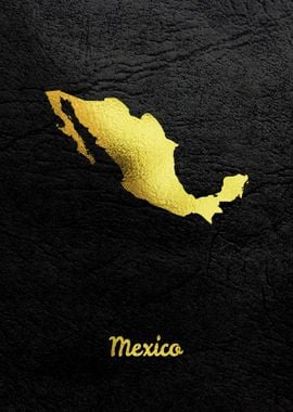 Golden Map Art Mexico