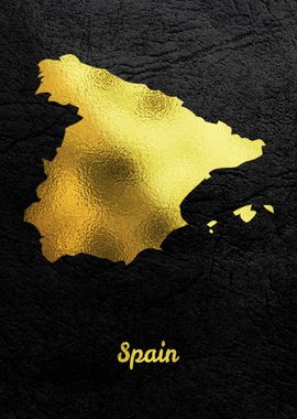 Golden Map Art Spain