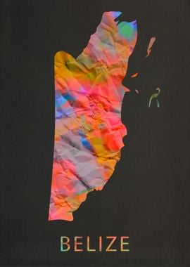 Belize Tie Dye Map Country