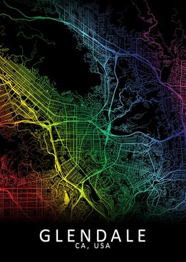 Glendale CA USA City Map