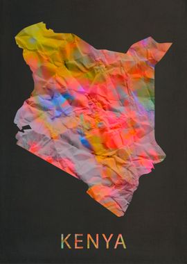 Kenya Tie Dye Country Map