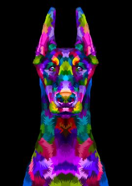 colorful doberman portrait