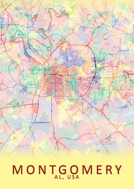 Montgomery AL USA City Map