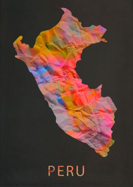 Peru Tie Dye Map Country