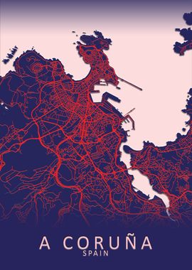 A Coruna Spain City Map
