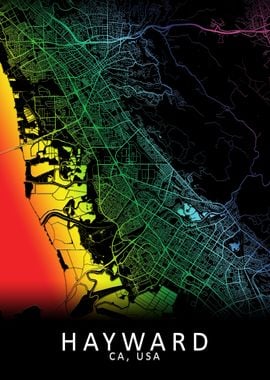 Hayward CA USA City Map