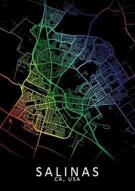 Salinas CA USA City Map