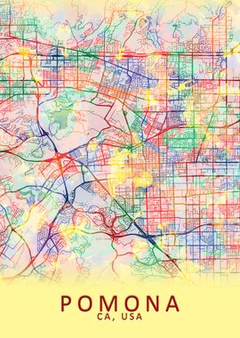 Pomona CA USA City Map