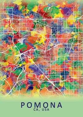 Pomona CA USA City Map