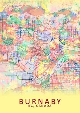 Burnaby BC Canada City Map