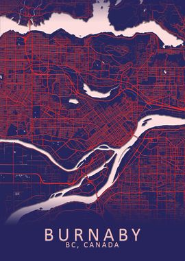 Burnaby BC Canada City Map