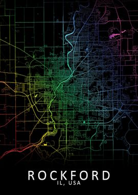 Rockford IL USA City Map