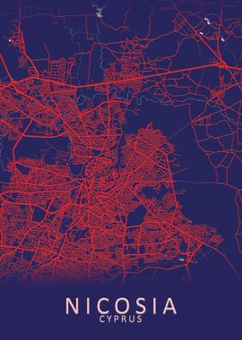 Nicosia Cyprus City Map