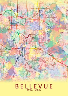 Bellevue WA USA City Map