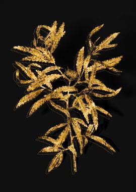 Gold Floral on Black