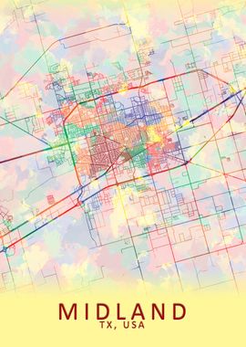 Midland TX USA City Map