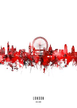 london watercolor red