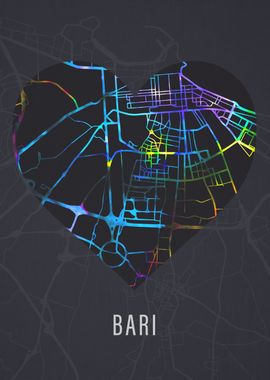 Bari Italy City Heart Map