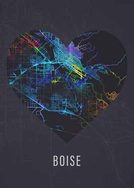 Boise Idaho City Map Heart