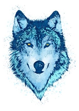 Blue Wolf Watercolor