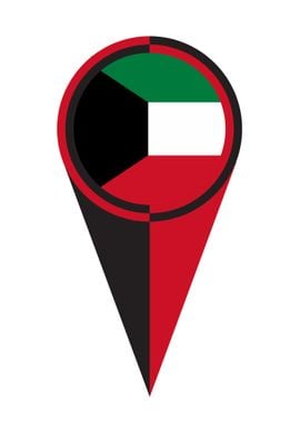 Kuwait Map Pointer Flag